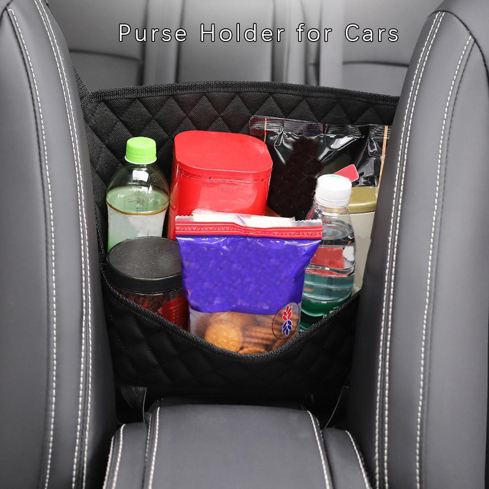 Car Seat Middle Storage Bag PU Leather Large Capacity Leather Bag Seat Back Storage Bag Water Cup Pockets Stowing Tidying