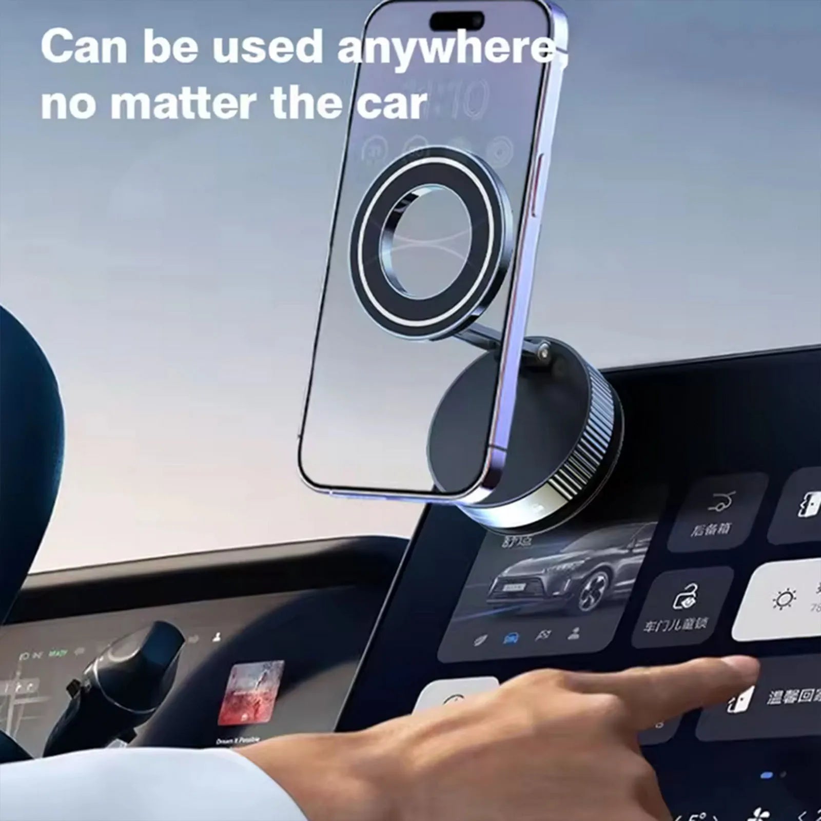 Super Strong Vacuum Suction Cup Magnetic Phone Holder 360° Rotatable Adjustable Foldable Car Phone Stand