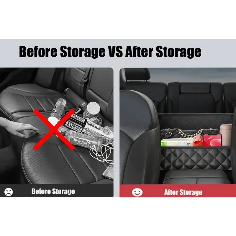 1pc Car Seat Back Organizer Large Capacity Armrest Storage Box