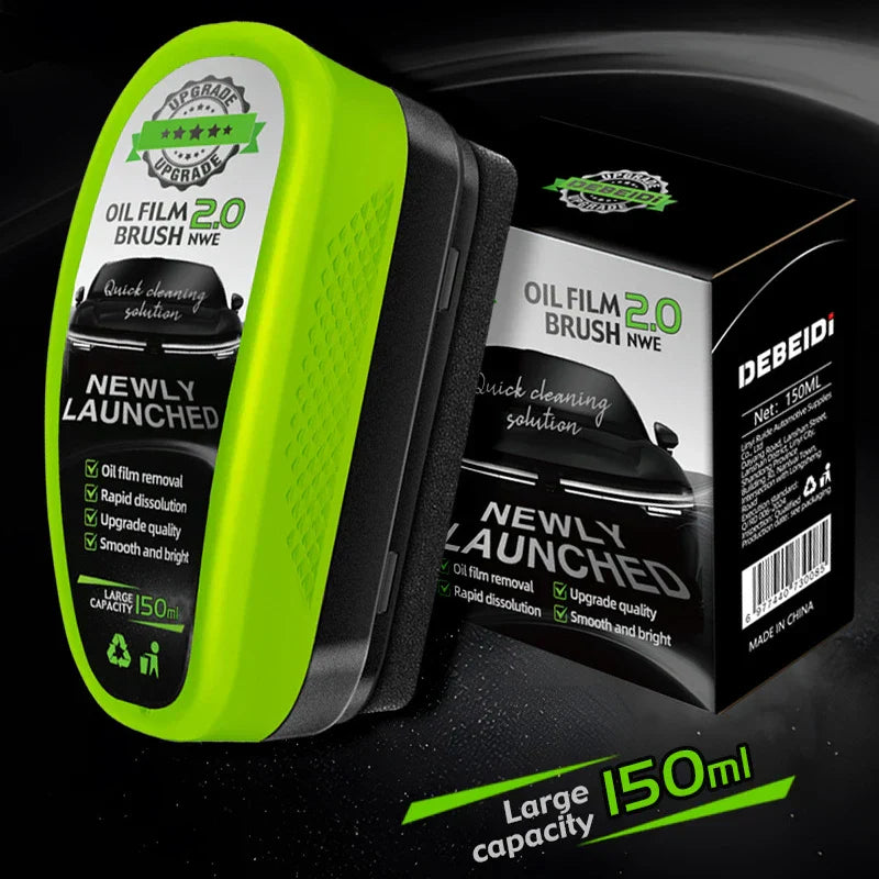 1pcs Automotive Car Oil Film Cleaning Brush,150ml Glass Oil Film Remover for Car Window,Windshield Brush For Car Care