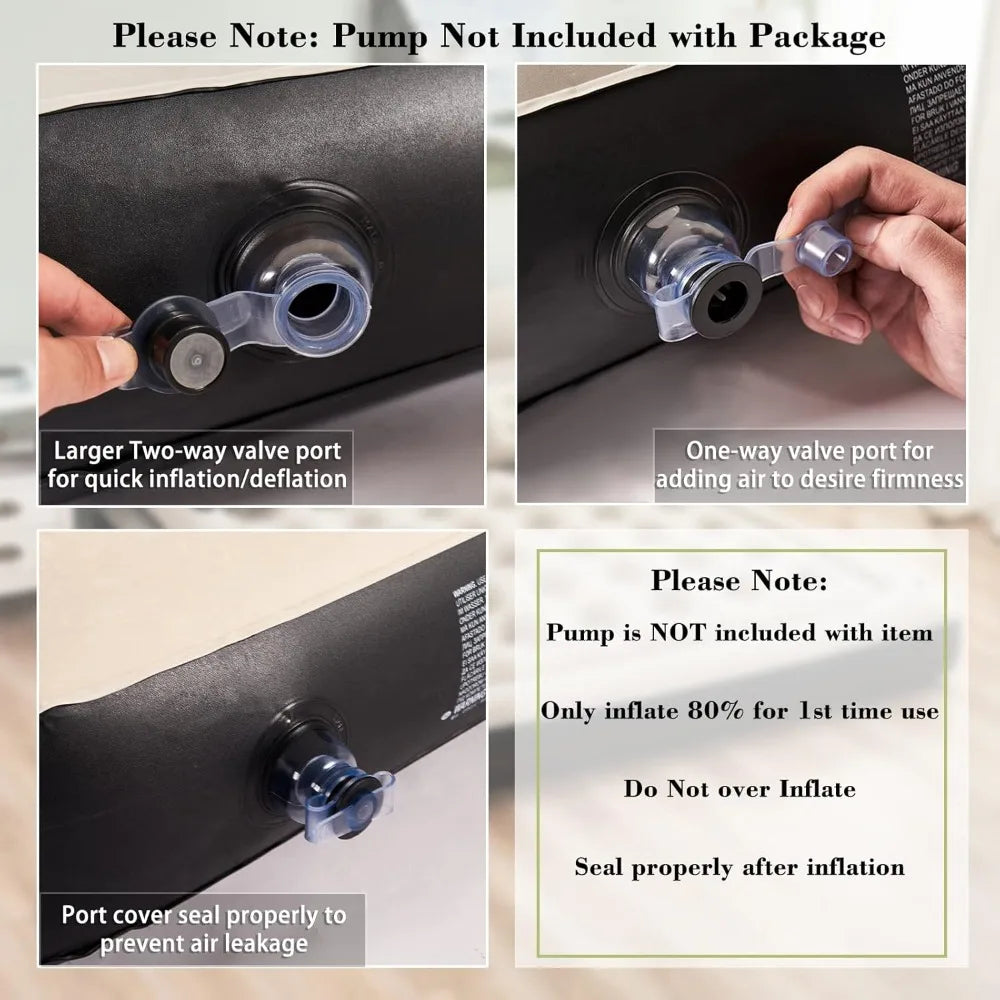 Hot-Sell! - Queen Size Air Mattress Sofa Bed with Headboard and Pillow, Inflatable Bed for Outdoor Overnight