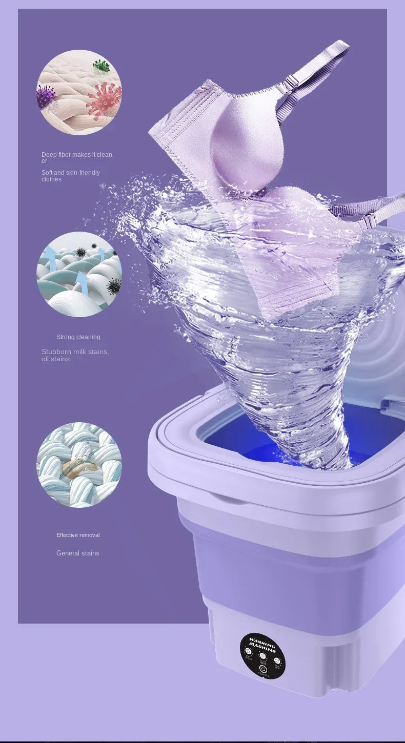 6.5L Portable Small Foldable Washing Machine with Spin Dryer For Socks Underwear Panties Washer Household Mini Washing Machine