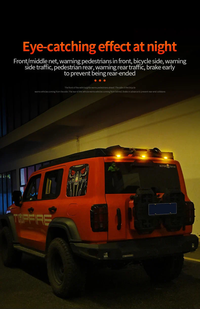 Solar Car Roof Strobe Light With Remote Control Cab Signal Lamp Wireless No Punch LED Truck Pickup Truck Roof Warning Lights