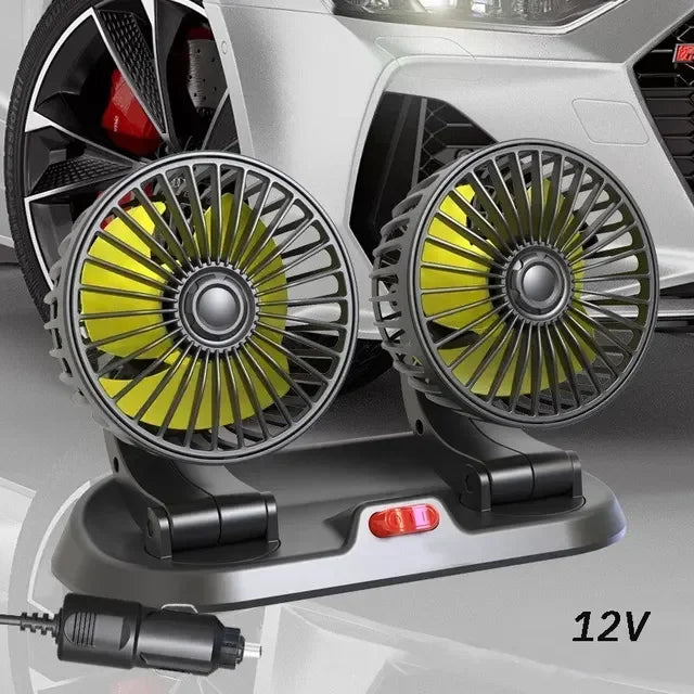12/24V Portable Car Cooling Fan 5V USB Powered Car Fan Multi-Angle Rotatable With Cigarette Lighter Plug For Car Truck SUV RV