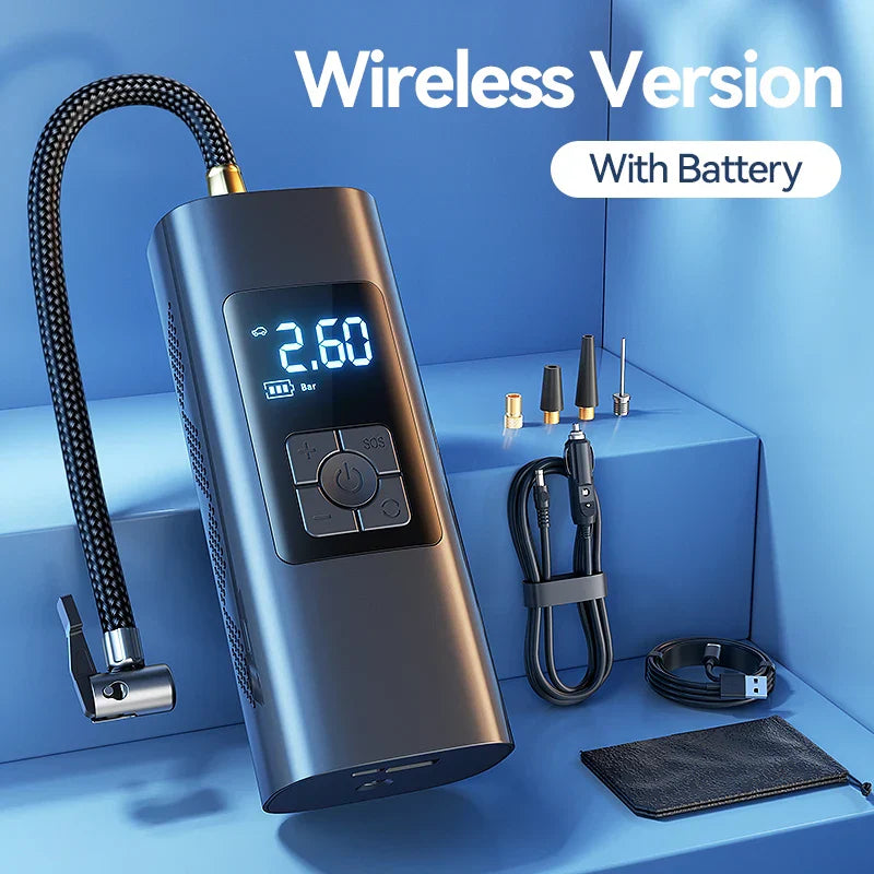 Joyroom Portable Car Air Pump 30W Double Cylinder Car Tire Inflator Wireless Electric Motorcycle Inflatable Pump For Car Bike