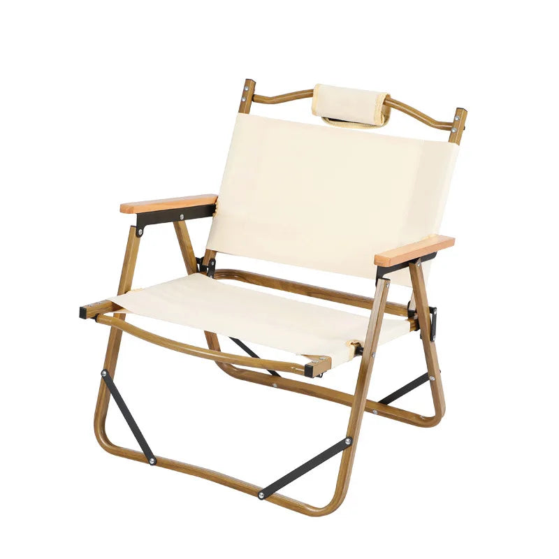 Outdoor Aluminum Alloy Kermit Chair Wood Grain Folding Portable Leisure Fishing Chair