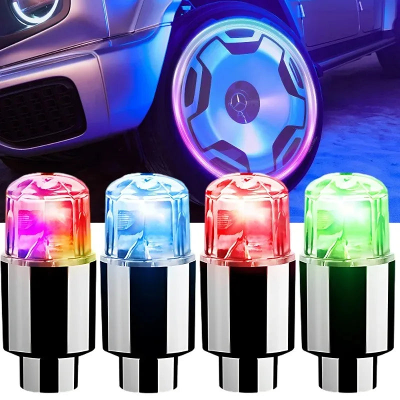 Car Hub Ambient Light Bicycle LED Tire Lights Universal Car Neon Lamp Valve Cover Lights Tire Colorful Flashing Bulb Decoration