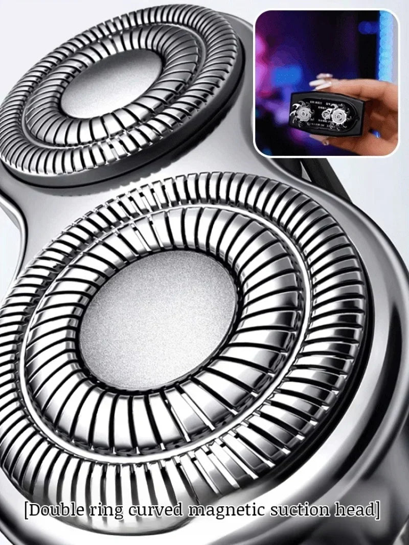 Men's portable magnetic double head electric shaver TYPE-C Charging Waterproof Digital Wet Dry Double Shaving Shaver