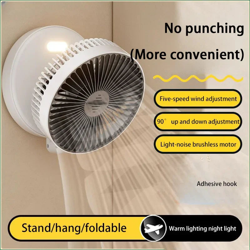Electric Fan 3 In 1 Rechargeable Small Folding Cycle Desktop Wall-mounted Small Fan Dormitory Toilet Cold Wind Summer Fan