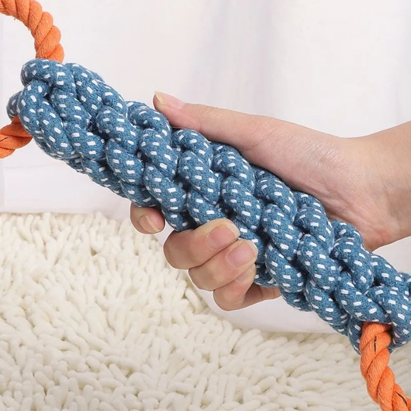 Indestructible Cotton Rope Toy for Medium Large Dogs Tough Natural Chew Toy Puppy Teething Stress Relief Built-in Toothbrush Des