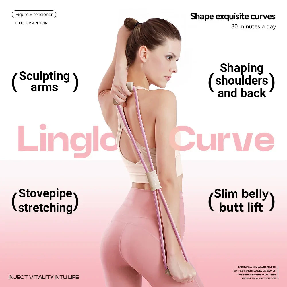 Tension Rope Yoga Gym Latex Rubber Arm Resistance 8-shaped Fitness Strength Equipment Home Gym Chest Expander Elastic Band