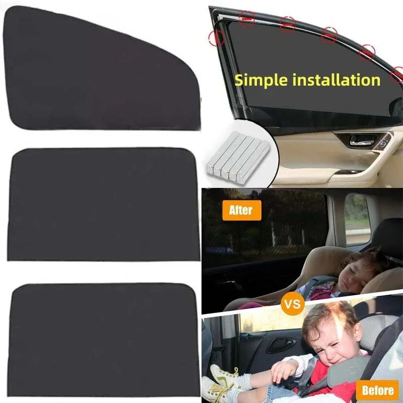 Magnetic Car Sun Shade UV Protection Car Curtain Car Window Sunshade Side Window Summer Protection Window Film Mesh Sun Visor