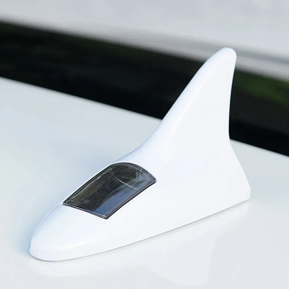 Universal Car Shark Fin Antenna Roof Tail Modification Light with Solar LED Light Car Antenna Driving Safety Warning Light