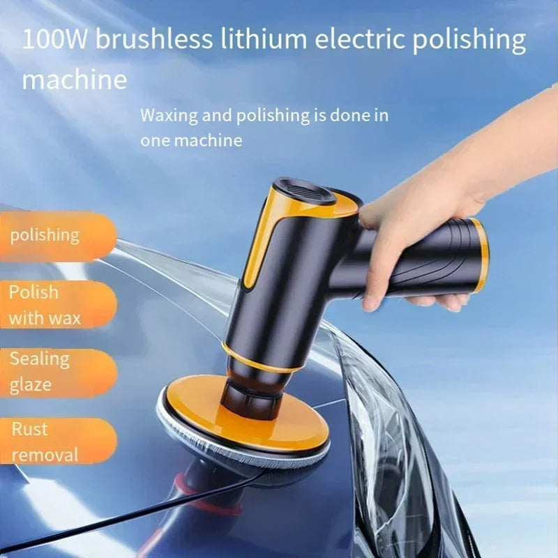 100W/148W Wireless Waxing Machine Car Polisher Machine Mini Wireless Electric Polishing Machine Paint Surfaces Floor Repair Tool